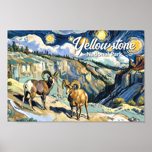 Affiche Parc national de Yellowstone Mouflon Van Gogh (Devant)