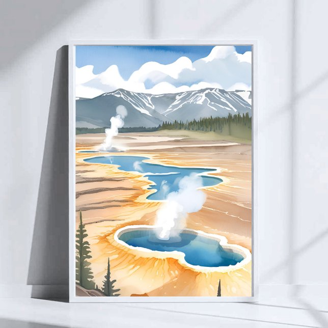 Affiche Parc national de Yellowstone | Paysage Aquarelle (Créateur téléchargé)