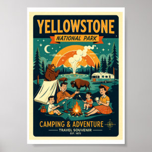 Affiche Parc national de Yellowstone Rétro 1950