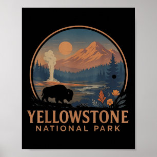 Affiche Parc national de Yellowstone Us Bison Randonnée Vi