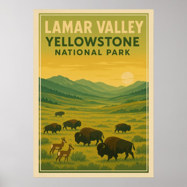 Affiche Parc national de Yellowstone - vallée de Lamar V01 (Devant)