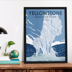 Affiche Parc national de Yellowstone Vieux fidèles Vintage