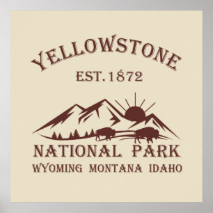 Affiche Parc national de Yellowstone vintage