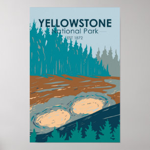 Affiche Parc national de Yellowstone Volcano de boue Vinta
