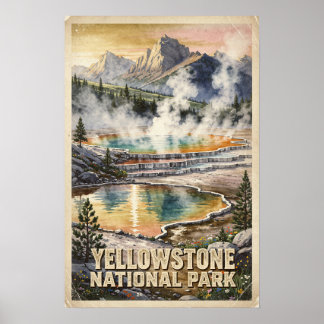 Affiche Parc national de Yellowstone Voyage Vintage