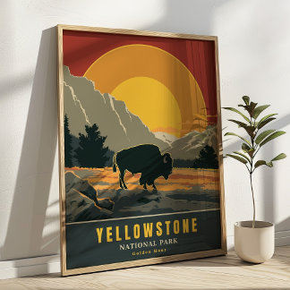 Affiche Parc national de Yellowstone Voyages rétro