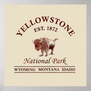Affiche Parc national de yellowstone Wyoming