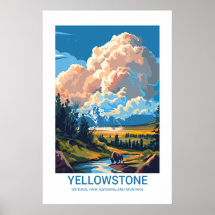 Affiche Parc national de Yellowstone Wyoming et Montana