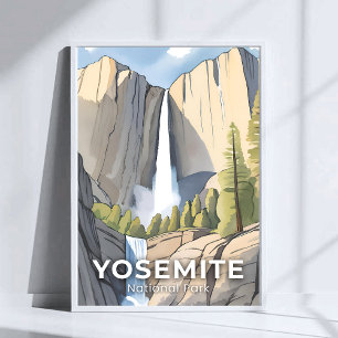 Affiche Parc national de Yosemite Aquarelle Voyage