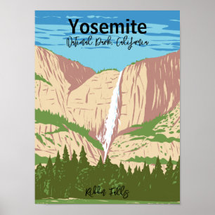 Affiche Parc national de Yosemite, CA Chutes de ruban