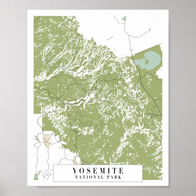 Affiche Parc national de Yosemite Carte de la rue Rétro (Devant)