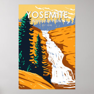 Affiche Parc national de Yosemite Chutes Chilnualna Califo