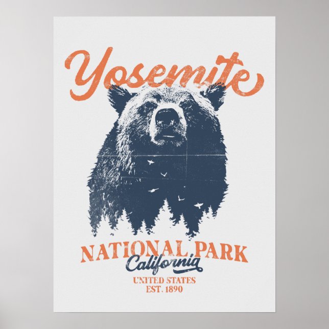 Affiche Parc national de Yosemite en Californie Ours noir (Devant)