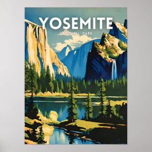 Affiche Parc national de Yosemite illustration rétro Aesth