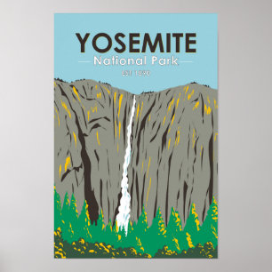 Affiche Parc national de Yosemite Ribbon Falls Californie
