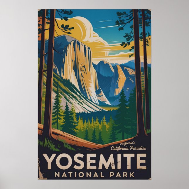 Affiche Parc national de Yosemite Vintage (Devant)