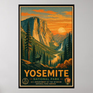 Affiche Parc national de Yosemite vintage