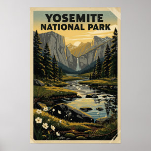 Affiche Parc national de Yosemite Vintage