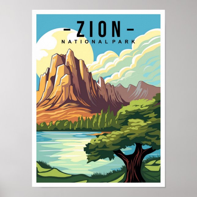 Affiche Parc national de Zion Utah États-Unis Illustration (Devant)