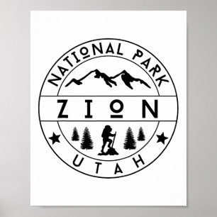 Affiche Parc national de Zion Utah Randonneur Nature Rando