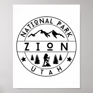 Affiche Parc national de Zion Utah Randonneur Nature Rando