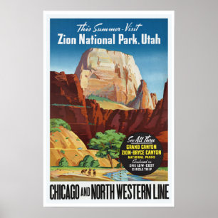 Affiche Parc national de Zion, Utah - Vintage voyage