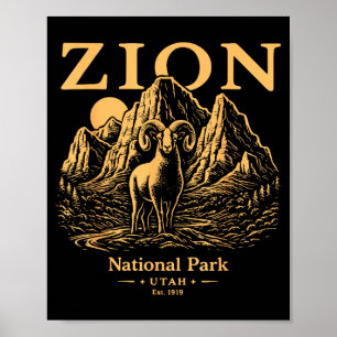 Affiche Parc national de Zion Wilderness Randonnée Camping