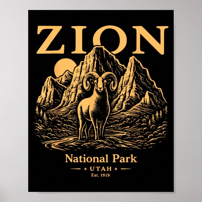 Affiche Parc national de Zion Wilderness Randonnée Camping (Devant)