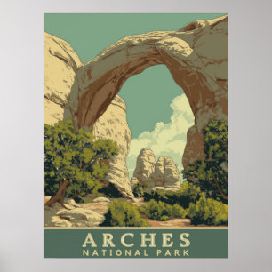 Affiche Parc national des Arches de style rétro animé