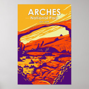 Affiche Parc national des Arches Double Arche Sunset Vinta