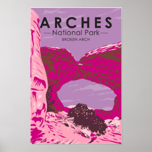 Affiche Parc national des Arches Utah Arche brisée Vintage