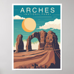 Affiche Parc national des Arches Utah États-Unis Illustrat