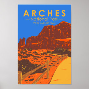 Affiche Parc national des Arches Utah Park Avenue Trail