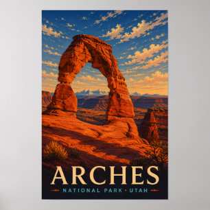 Affiche Parc national des Arches Utah Voyage en gravure su