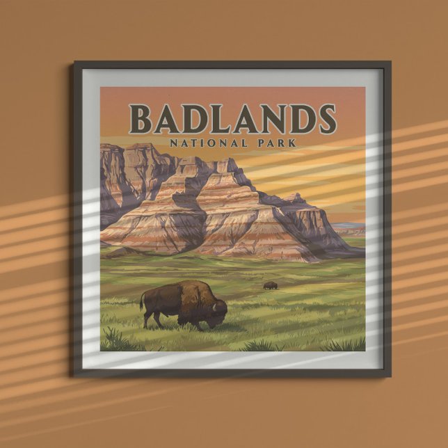 Affiche Parc national des Badlands vintage (Créateur téléchargé)