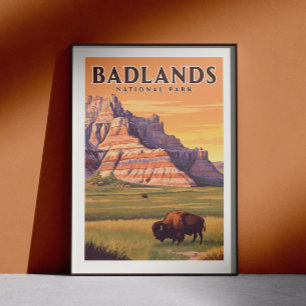 Affiche Parc national des Badlands vintage
