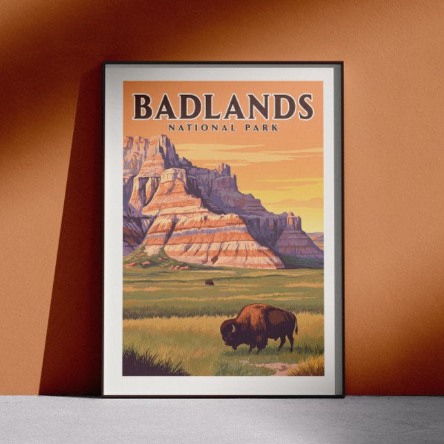 Affiche Parc national des Badlands vintage (Créateur téléchargé)