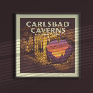 Affiche Parc national des Cavernes de Carlsbad vintages