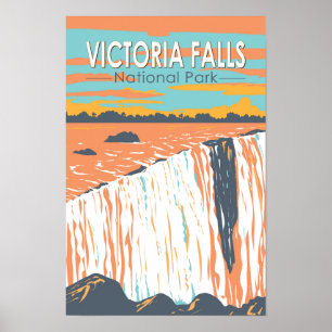 Affiche Parc national des chutes Victoria Art de voyage Vi