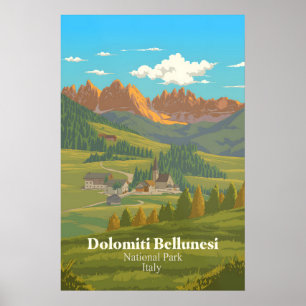 Affiche Parc national des Dolomites Bellunesi Italie Voyag