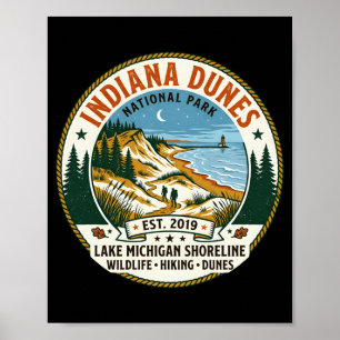 Affiche parc national des dunes de l'Indiana randonnée vin