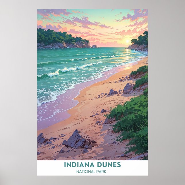 Affiche Parc national des dunes d'Indiana, Amérique (Devant)