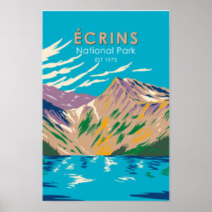 Affiche Parc national des Écrins Alpes Dauphines France