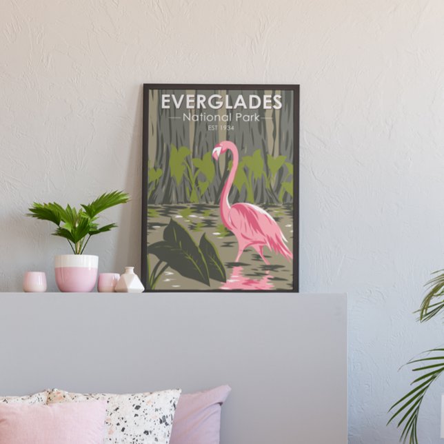 Affiche Parc national des Everglades Floride Flamant Vinta (Créateur téléchargé)
