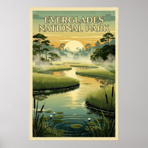 Affiche Parc national des Everglades Rétro