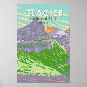 Affiche Parc National Des Glaciers Au Printemps Montana Vi