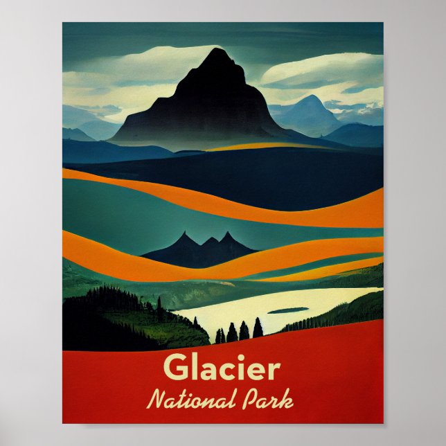 Affiche Parc national des Glaciers Minimaliste (Devant)