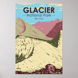 Affiche Parc national des Glaciers Montana Triple Divide P