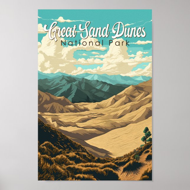 Affiche Parc national des Great Sand Dunes Illustration Ré (Devant)