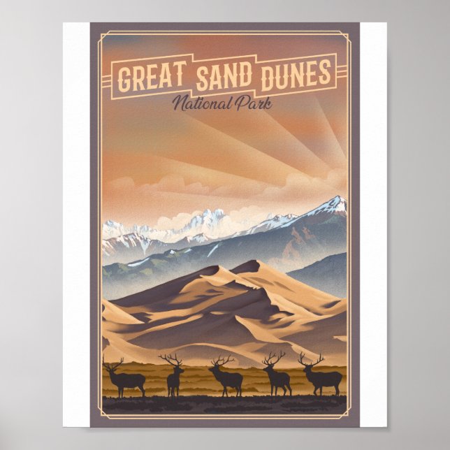Affiche Parc national des Great Sand Dunes Litho (Devant)